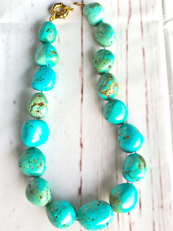 American Turquoise Carved Bunny Necklace - Betsy Simpson
