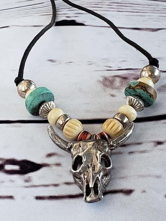 Buy Cow Skull Engraved Acrylic Necklace Online in India - Etsy