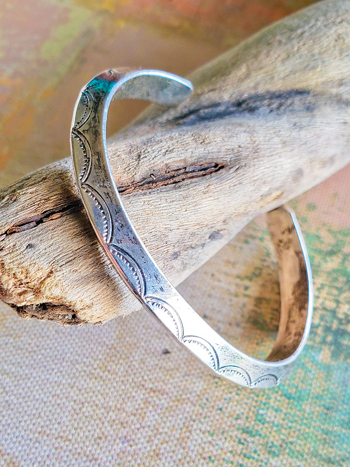 1960’s “Sun” Vintage Navajo Sterling Silver Cuff Bracelet Large